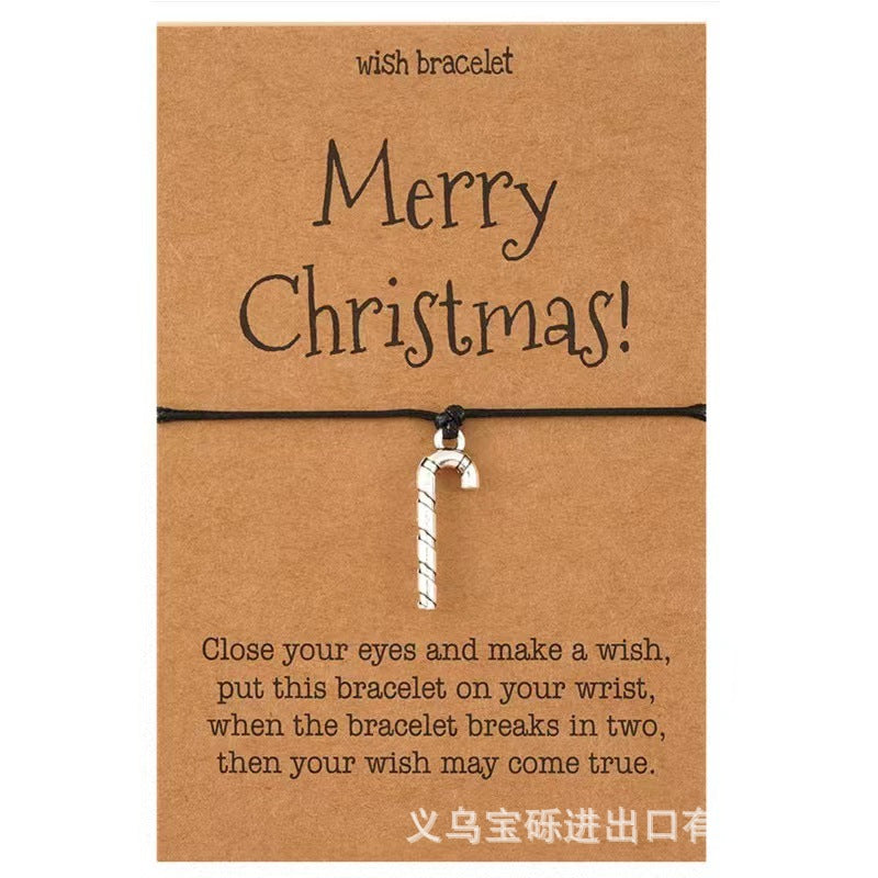 Cross-border exclusive bracelet European and American hot sale Christmas alloy Christmas series pendant adjustable hand-woven bracelet