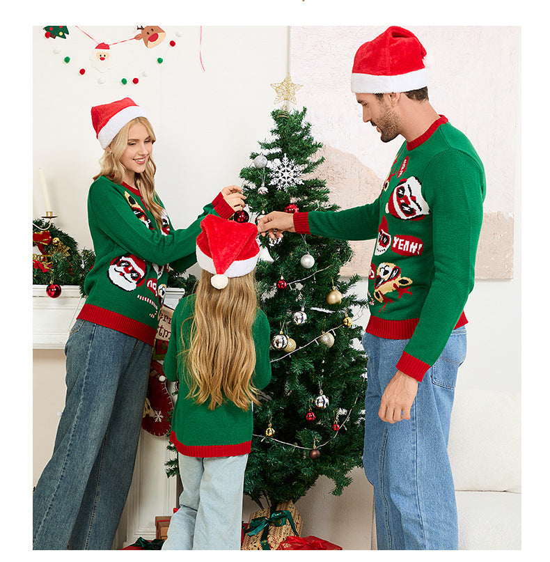 Amazon's New Christmas Sweater Parent-Child Suit European and American Style Christmas Family Knitted Sweater Ready for Sale