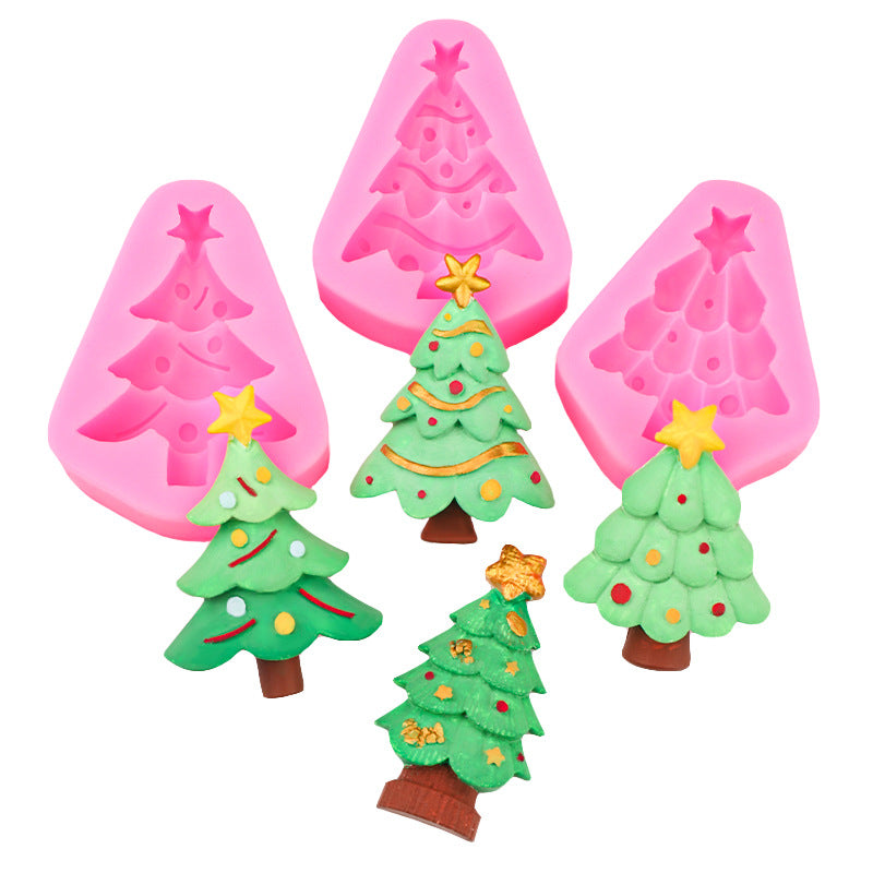 Christmas Tree Chocolate Silicone Mold Christmas Decoration Flip Cake Mold Pine Tree Christmas Tree Cookie Baking Mold