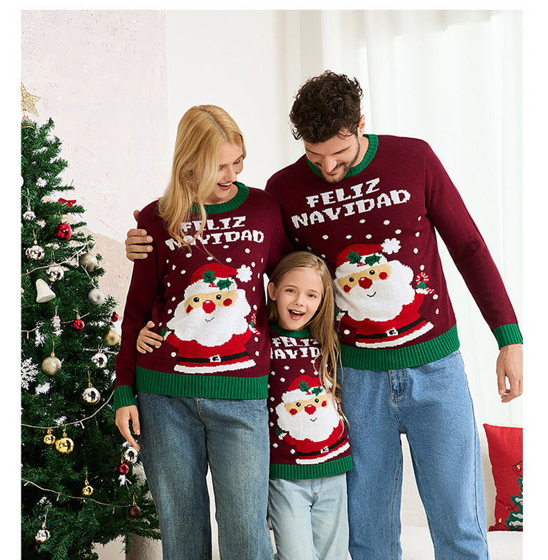 2025 New Cross-Border Hot-Selling Parent-Child Family Wear Christmas Sweater Knitwear Holiday Family Party Christmas Sweater