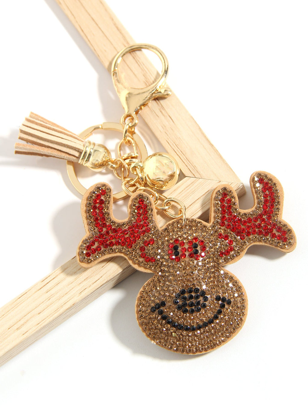Cross-border Christmas Series Rhinestone Keychain Gift Santa Claus Reindeer Cute Creative Small Pendant Bag Hanging Ornaments