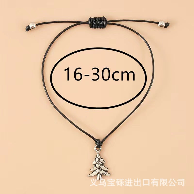 Cross-border exclusive bracelet European and American hot sale Christmas alloy Christmas series pendant adjustable hand-woven bracelet