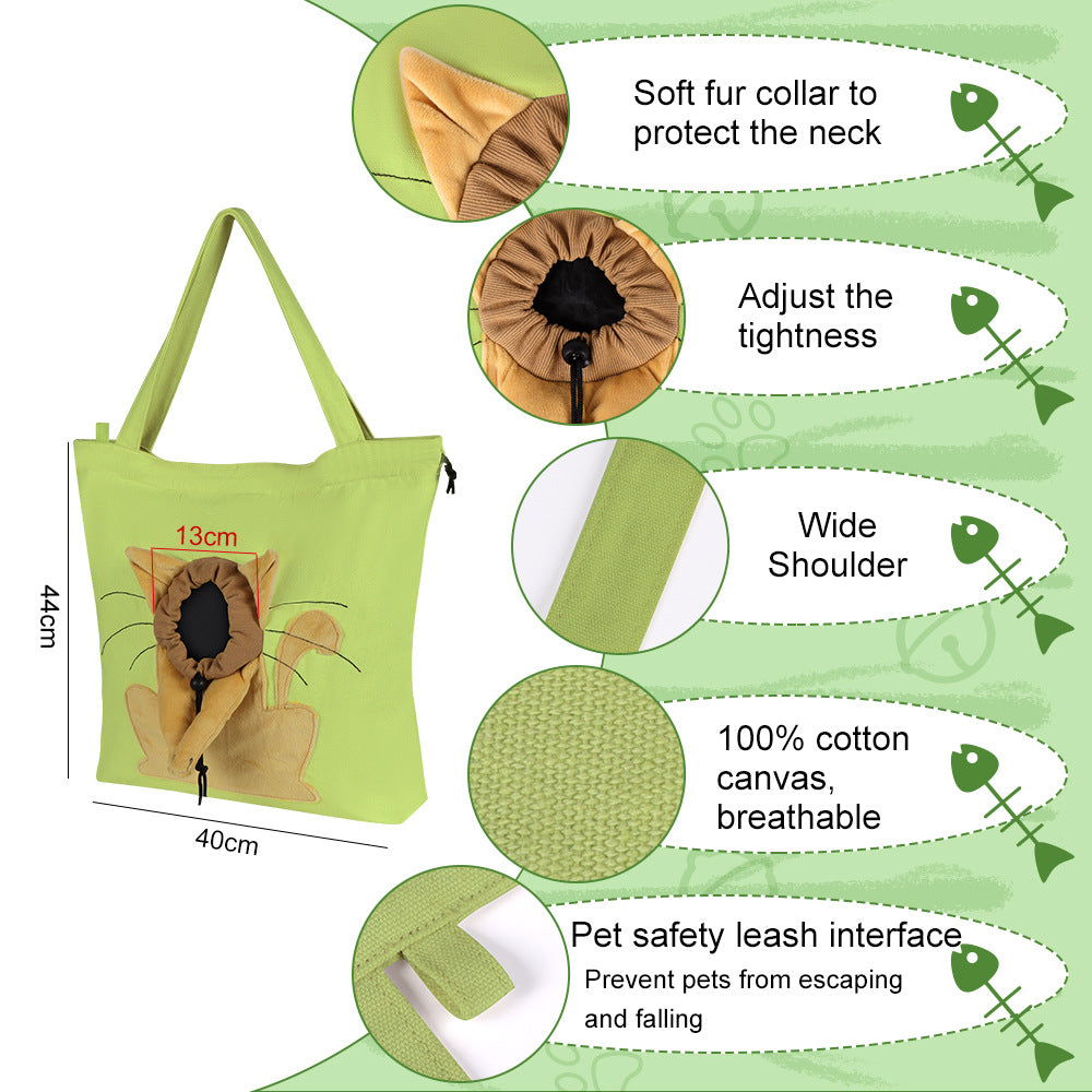 Pet Canvas Bag with Exposed Head, Cat Portable Shoulder Bag, Suitable for Ragdoll Cats and Small Dogs, Portable and Breathable Wholesale