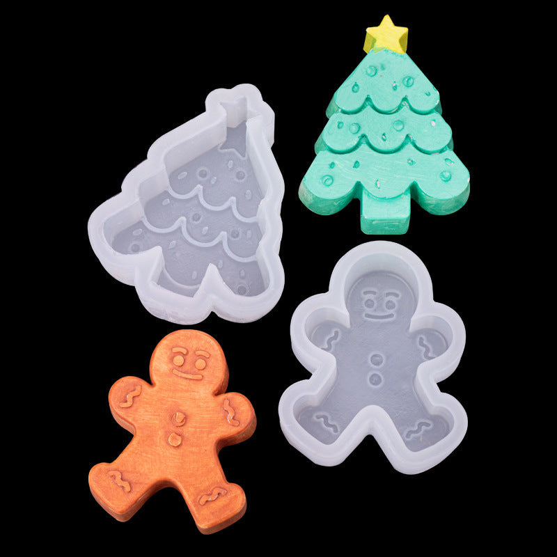 Christmas series 3D 3D gingerbread man Christmas tree silicone mold fondant cake decoration chocolate mold