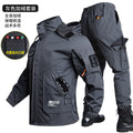Men's Autumn and Winter Fleece-Lined Thickened Softshell Tactical Outdoor Sports Workwear Suit, Waterproof and Windproof