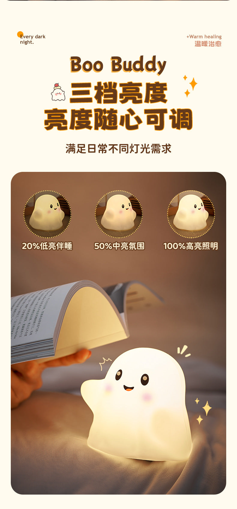 Halloween Little Ghost Night Light Silicone Tap Lamp Small Bedside Lamp Atmosphere Lamp Wholesale Holiday Atmosphere Lamp