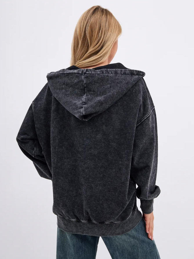 2025 New Autumn and Winter 400g Washed Retro Zipper Hooded Sweatshirt for Men and Women, Loose Casual Retro Top