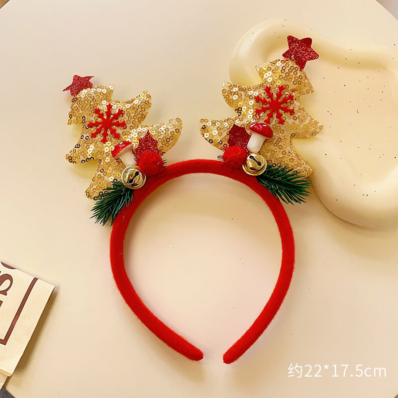 Christmas antler headband female Christmas hairpin headdress holiday dress up gift big bow headband hair accessories headdress