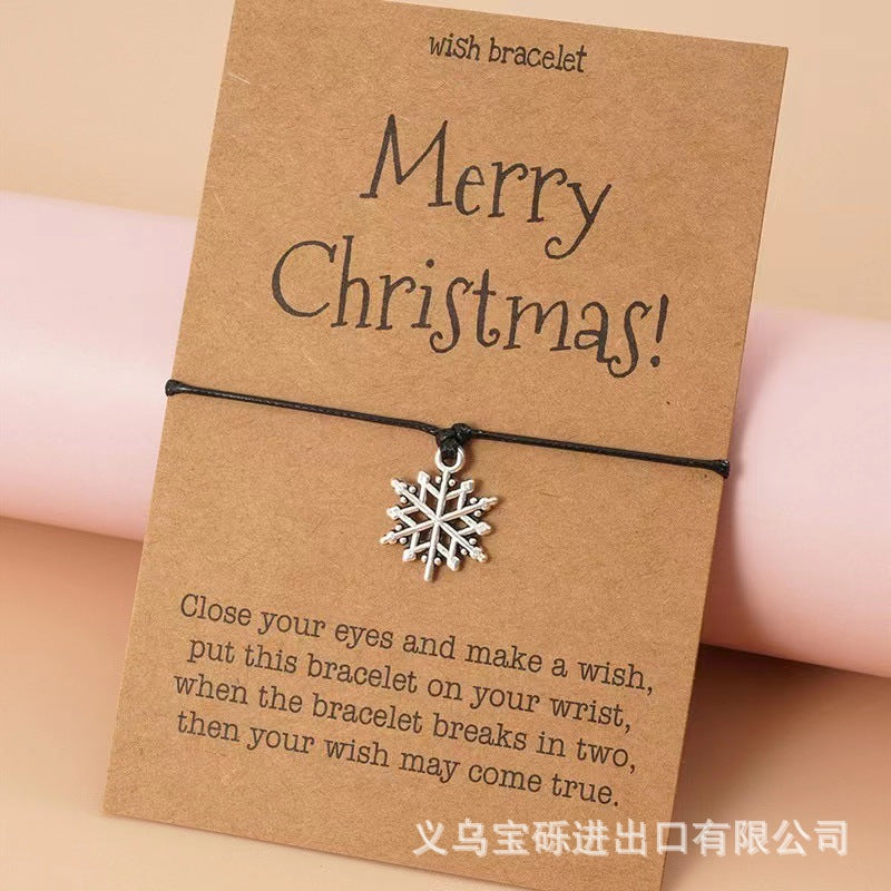 Cross-border exclusive bracelet European and American hot sale Christmas alloy Christmas series pendant adjustable hand-woven bracelet