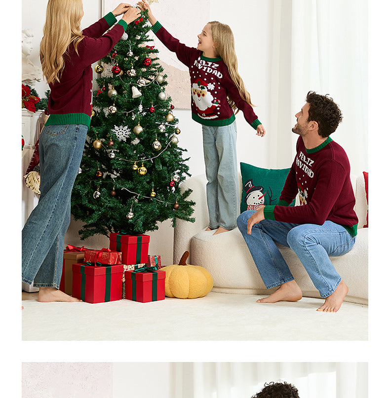 2025 New Cross-Border Hot-Selling Parent-Child Family Wear Christmas Sweater Knitwear Holiday Family Party Christmas Sweater