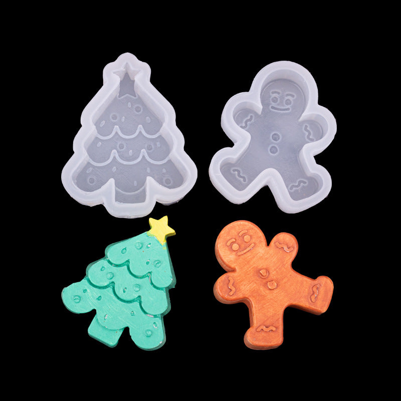 Christmas series 3D 3D gingerbread man Christmas tree silicone mold fondant cake decoration chocolate mold