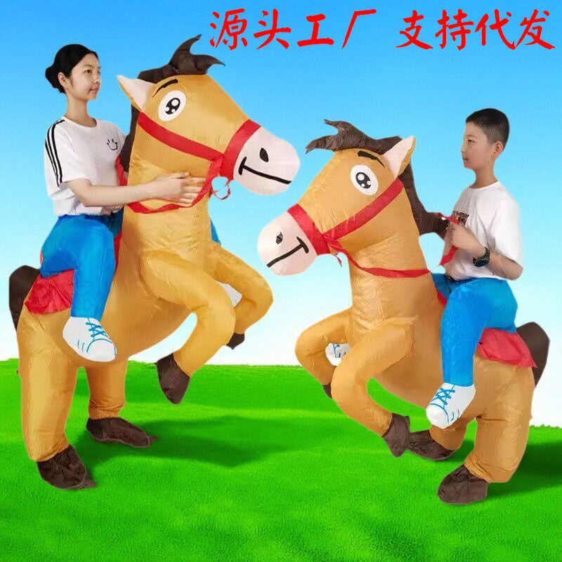 Cross-Border Trade Halloween Costume Party Props Riding Animal Cute Horse Inflatable Costume Theme Party
