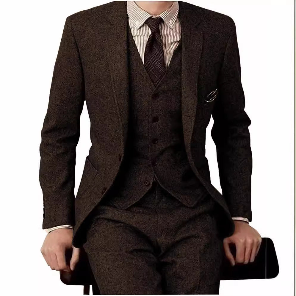 Men's Suit Three-piece Suit Fashion Woolen Suit