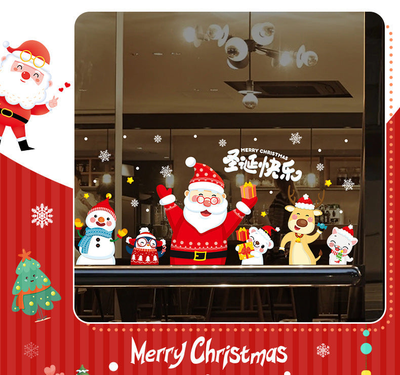 Christmas decoration window stickers glass door stickers happy Christmas party creative window mall layout Christmas stickers