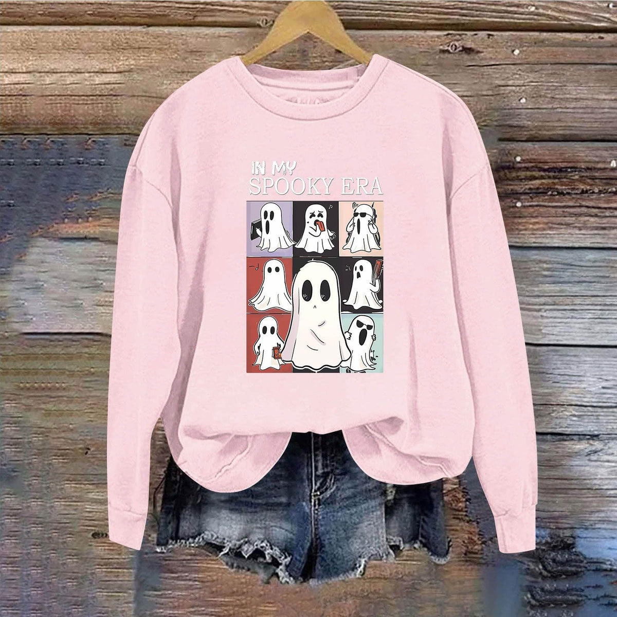 Women Sweatshirtss Halloween Cute Ghost Pattern Long Sleeve Sweater Horror Fall Pullover Tops
