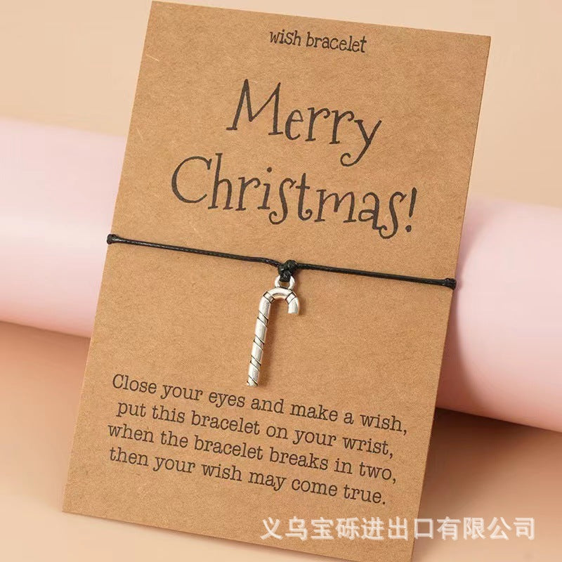 Cross-border exclusive bracelet European and American hot sale Christmas alloy Christmas series pendant adjustable hand-woven bracelet