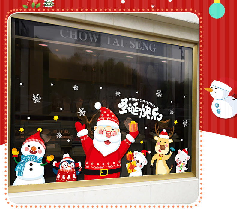 Christmas decoration window stickers glass door stickers happy Christmas party creative window mall layout Christmas stickers