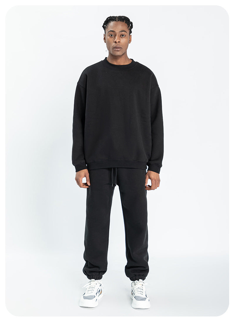Cai Xiang Island Men's Clothing | Autumn and Winter 350g Dopamine Fleece Oversized Loose Trendy Brand Men's Sweatshirt and Pants Set