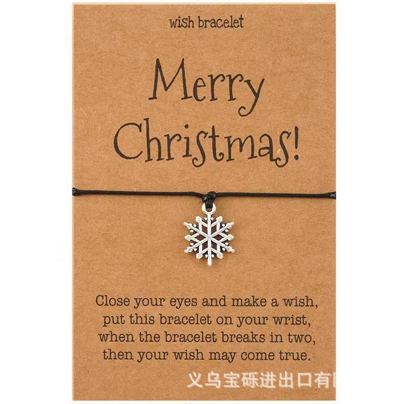Cross-border exclusive bracelet European and American hot sale Christmas alloy Christmas series pendant adjustable hand-woven bracelet