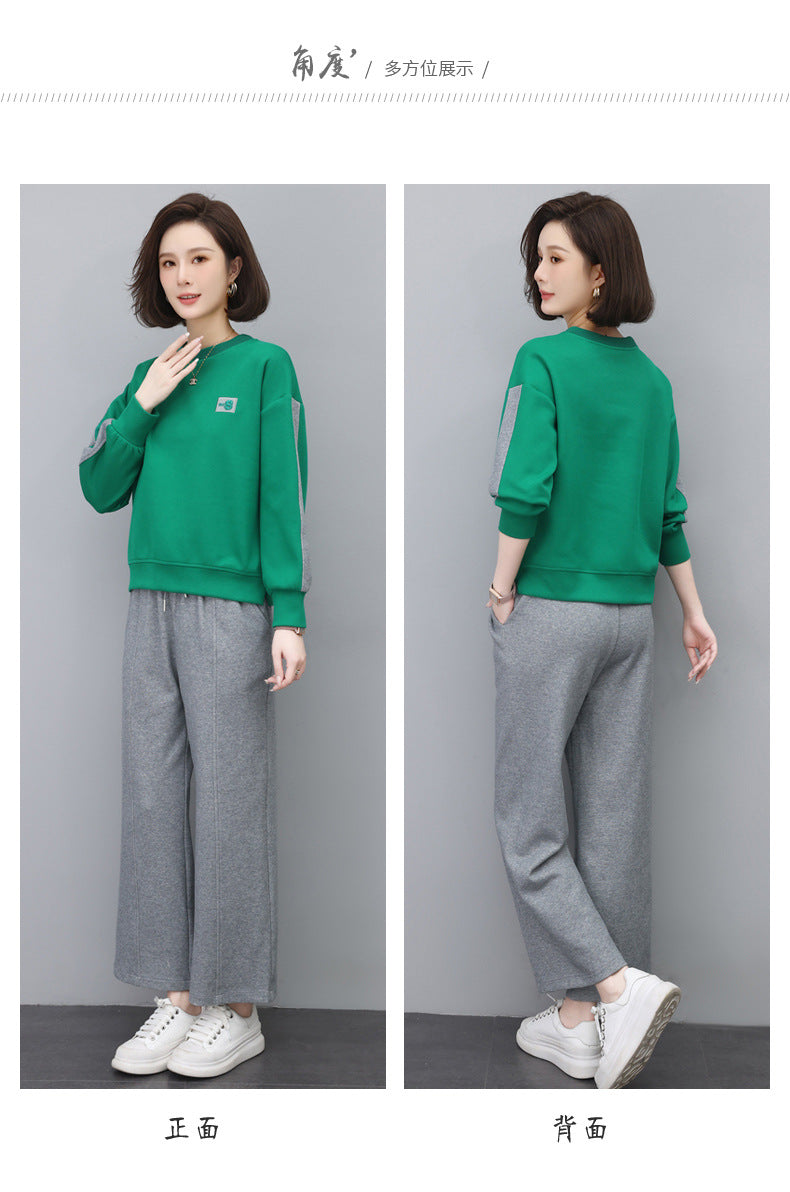 Round Neck Sweatshirt for Women 2024 Spring Small Hooded Sports Middle-Aged Mother Spring & Fall Tops Casual and Versatile