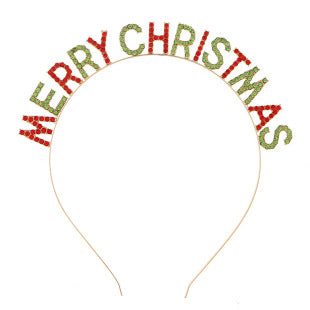 Europe and the United States new fashion CHRISTMAS headdress hair accessories splicing color MERRY CHRISTMAS CHRISTMAS hairband wholesale