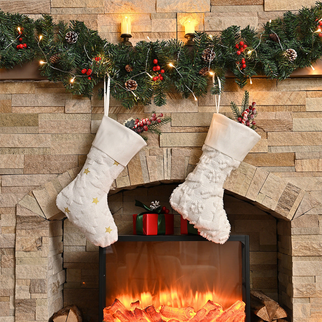 Temu Spot Delivery Cross-Border Christmas Socks European and American Christmas Holiday Decoration Socks Embroidered Plush Socks Source Factory