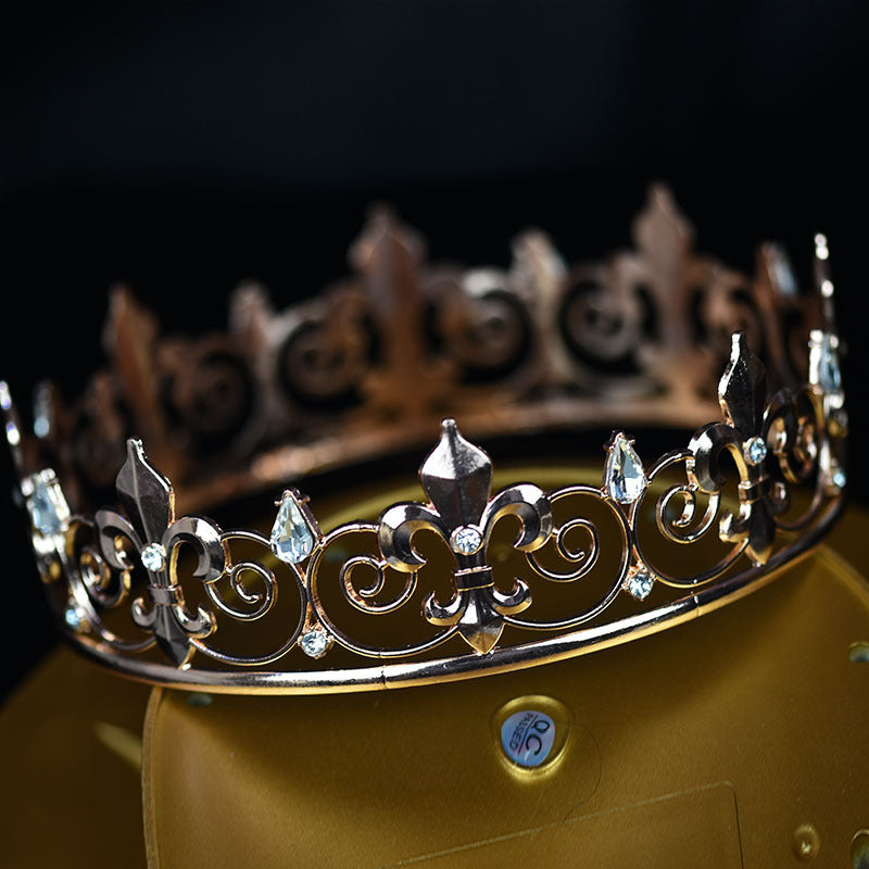 Halloween Stage Opera Performance Unisex Men Golden King Crown Headwear Adult Birthday Crown