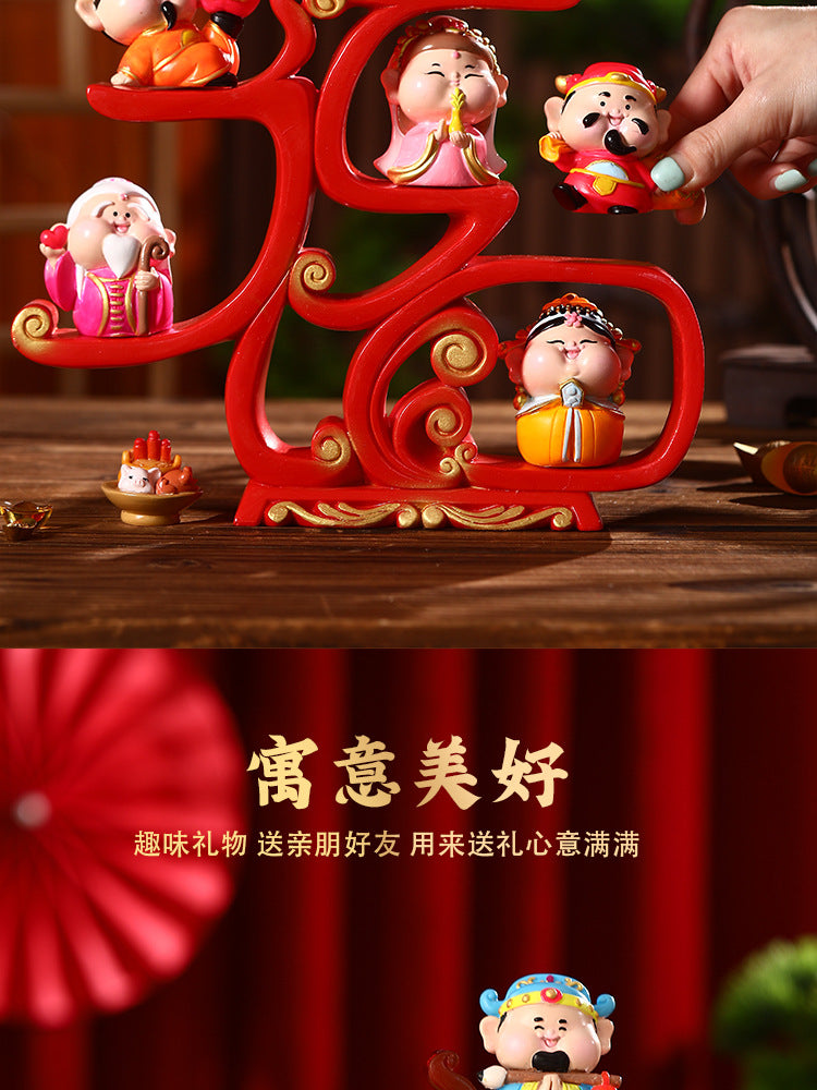Fuxing Linmen God of Wealth Decoration Office Home Living Room Decorations Hallway Opening Housewarming Gift