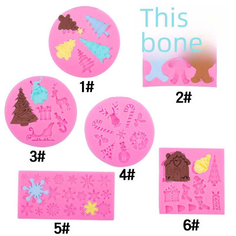 Christmas Theme Silicone Mold Snowflake Christmas Tree Snowman Gingerbread Man Creative Baking Decoration Liquid Silicone Mold