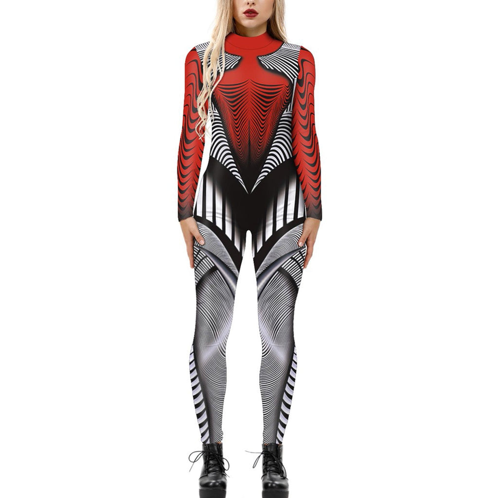 European and American New funny long-sleeved Halloween jumpsuit