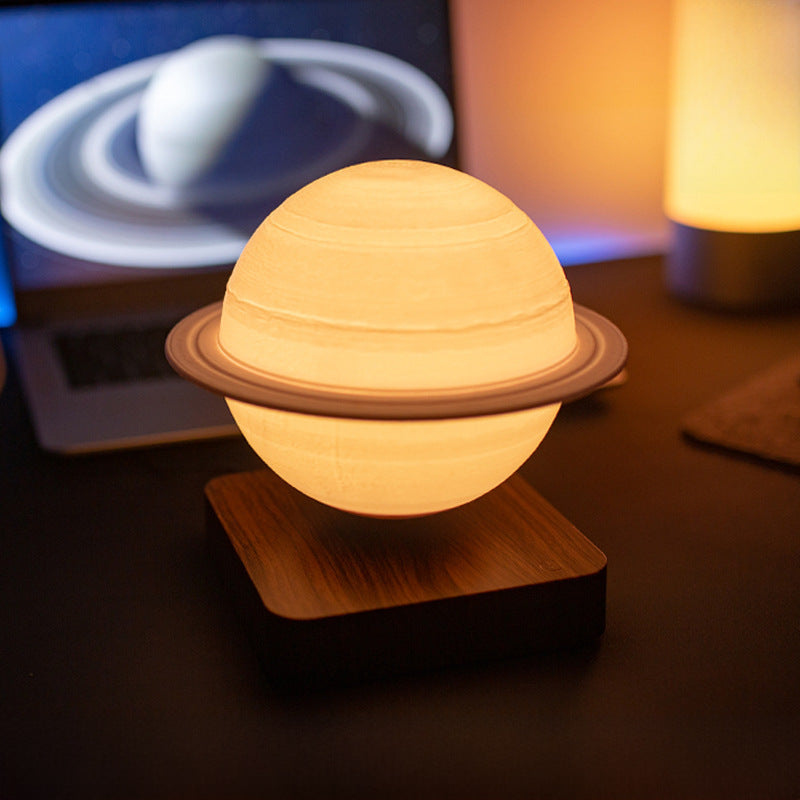 Levitating Saturn Lamp – 18 cm Dimmable Table Light