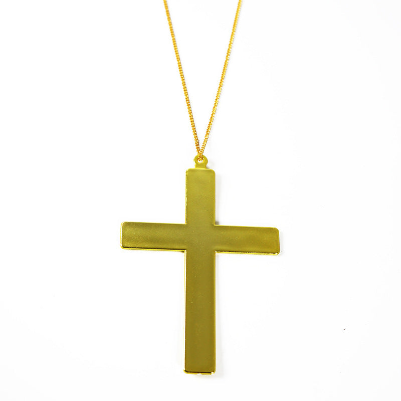 Golden Cross Priest and Nun Pendant Cross-Border Halloween Pendant Halloween Limited Edition Jewelry Necklace