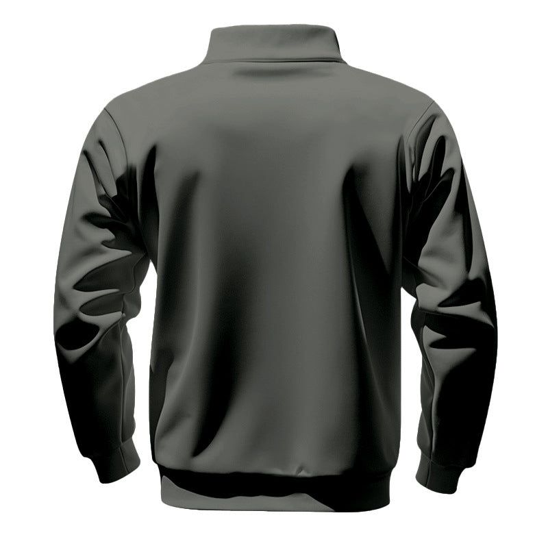 Cross-Border American Style Autumn and Winter Heavyweight Fleece Long-Sleeve Men's Sweatshirt with Half-Zip, Loose Fit, Stand Collar, Pullover Men's Sweatshirt