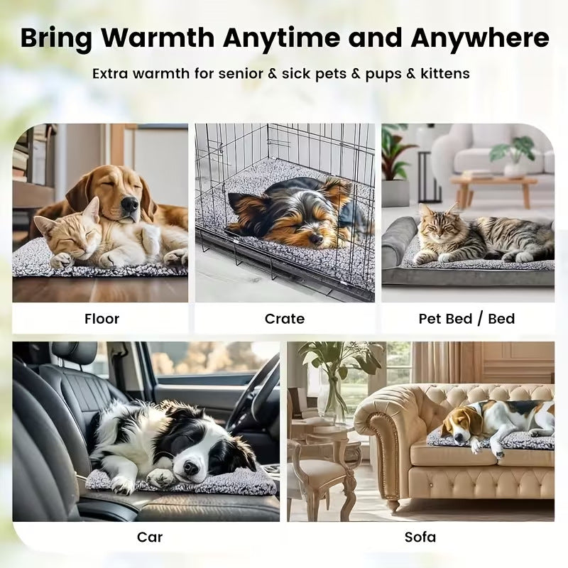 Super soft self-warming cat and dog bed, warm dog crate sleeping pad, washable non-slip pet nest mat