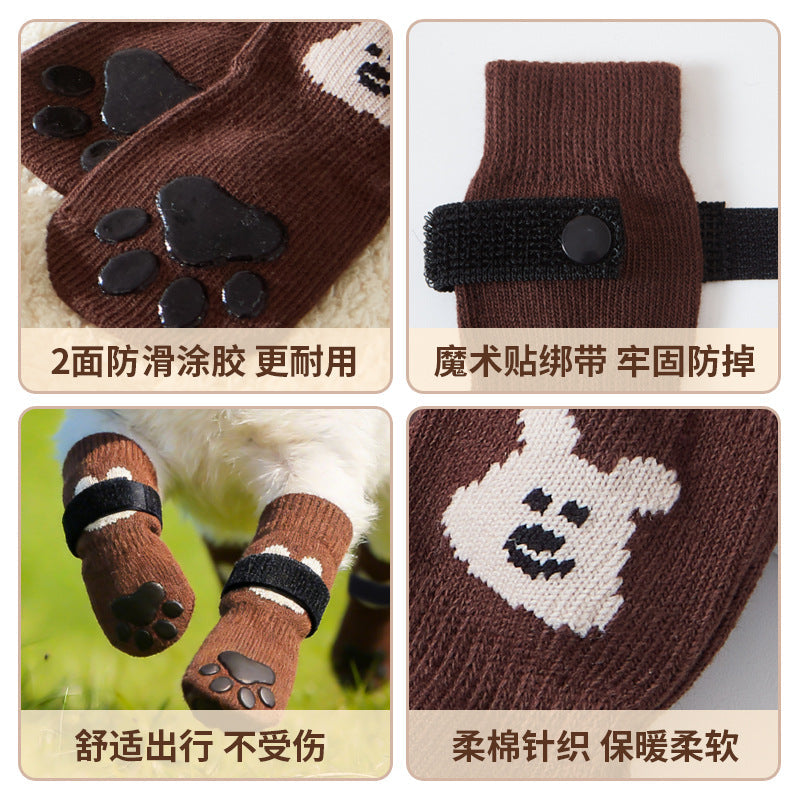 New pet socks, dog socks that stay on when out, cross-border bestseller, non-slip socks for small dogs with double-sided adhesive