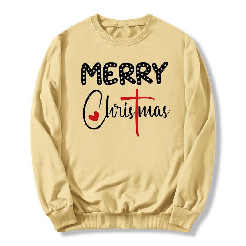 in stock Foreign Trade Cross-border Christmas Merry Christmas Printed Crewneck Sweat Autumn and Winter European and American Men's and Women's Tops