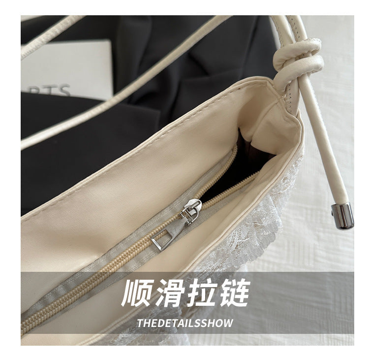 High-Looking and Large-Capacity Women's Small Square Bag 2025 Summer New Fashion Cute Lace Armpit Bag Commuter Shoulder Bag