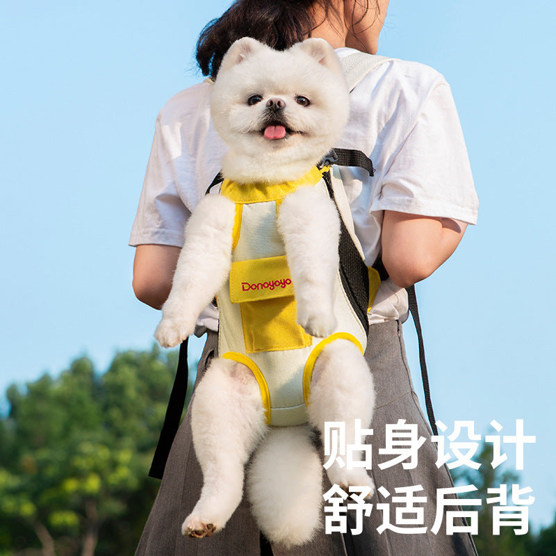 DONOYOYO Pet Carrier Portable Backpack for Dogs and Cats, Hemp-Cotton Chest Four-Legged Carrier Wholesale