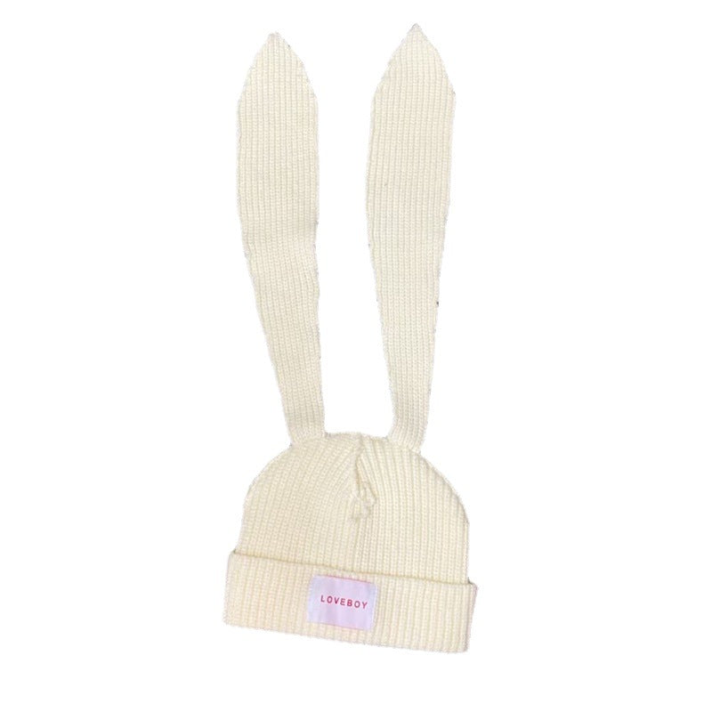 Special-interest Design Long Ears Rabbit Knitted Woolen Cap Cute Warm Hat