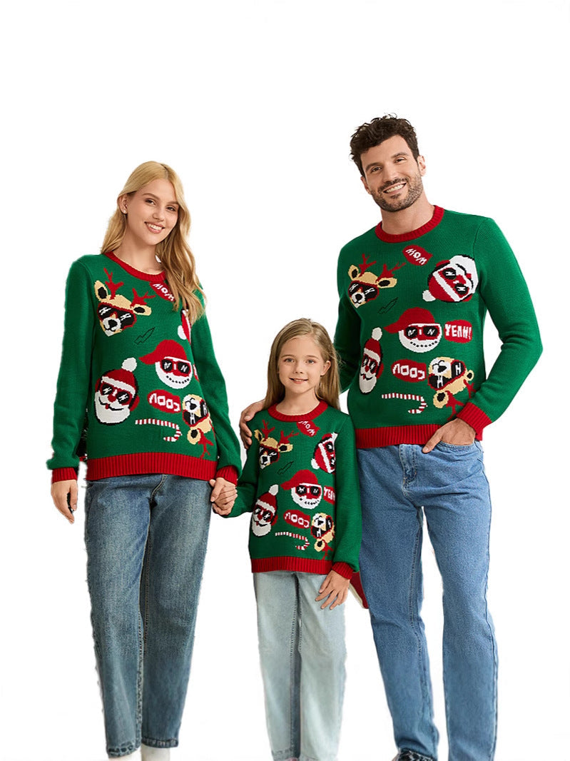Amazon's New Christmas Sweater Parent-Child Suit European and American Style Christmas Family Knitted Sweater Ready for Sale