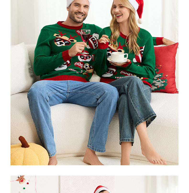 Amazon's New Christmas Sweater Parent-Child Suit European and American Style Christmas Family Knitted Sweater Ready for Sale