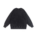 350g American Washed Retro Round Neck Sweatshirt Cross-Border Large Size Terry Drop Shoulder Distressed Pullover Washed Sweatshirt for Men