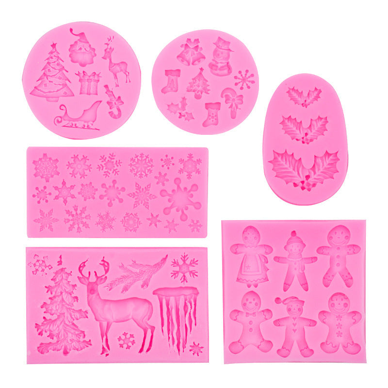 DIY Baking Christmas Series 6 Piece Set Flip Cake Christmas Party Silicone Mold Cake Decoration Spot