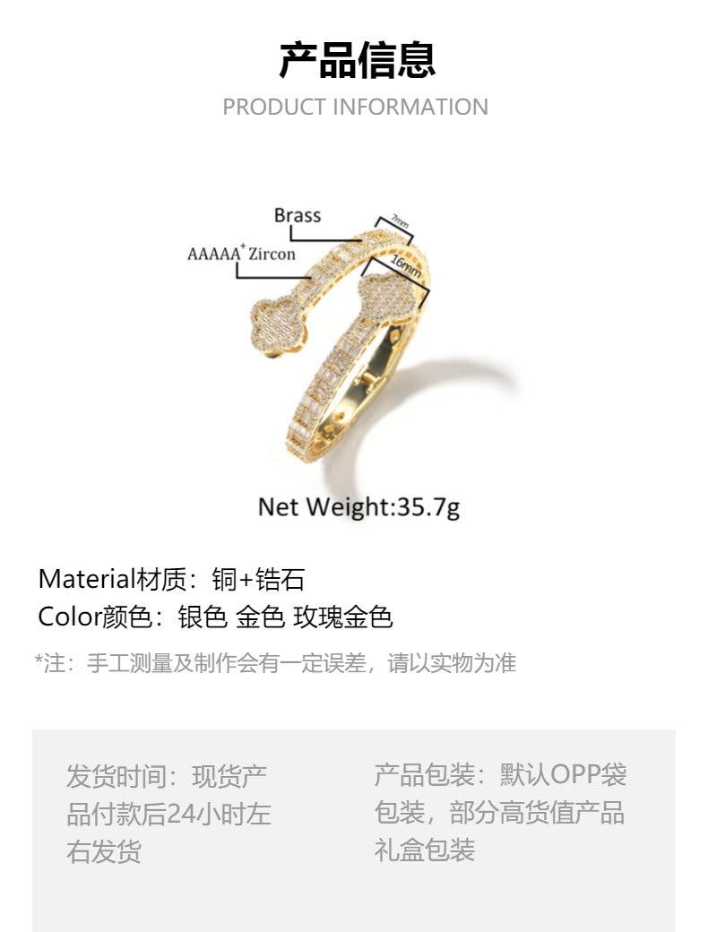 European and American copper inlaid zircon four-leaf clover bracelet high-end sense new ins style niche hip-hop bracelet fashion accessories