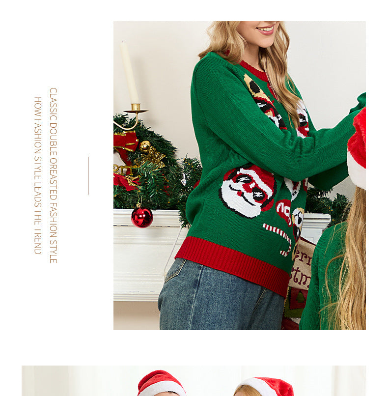 Amazon's New Christmas Sweater Parent-Child Suit European and American Style Christmas Family Knitted Sweater Ready for Sale