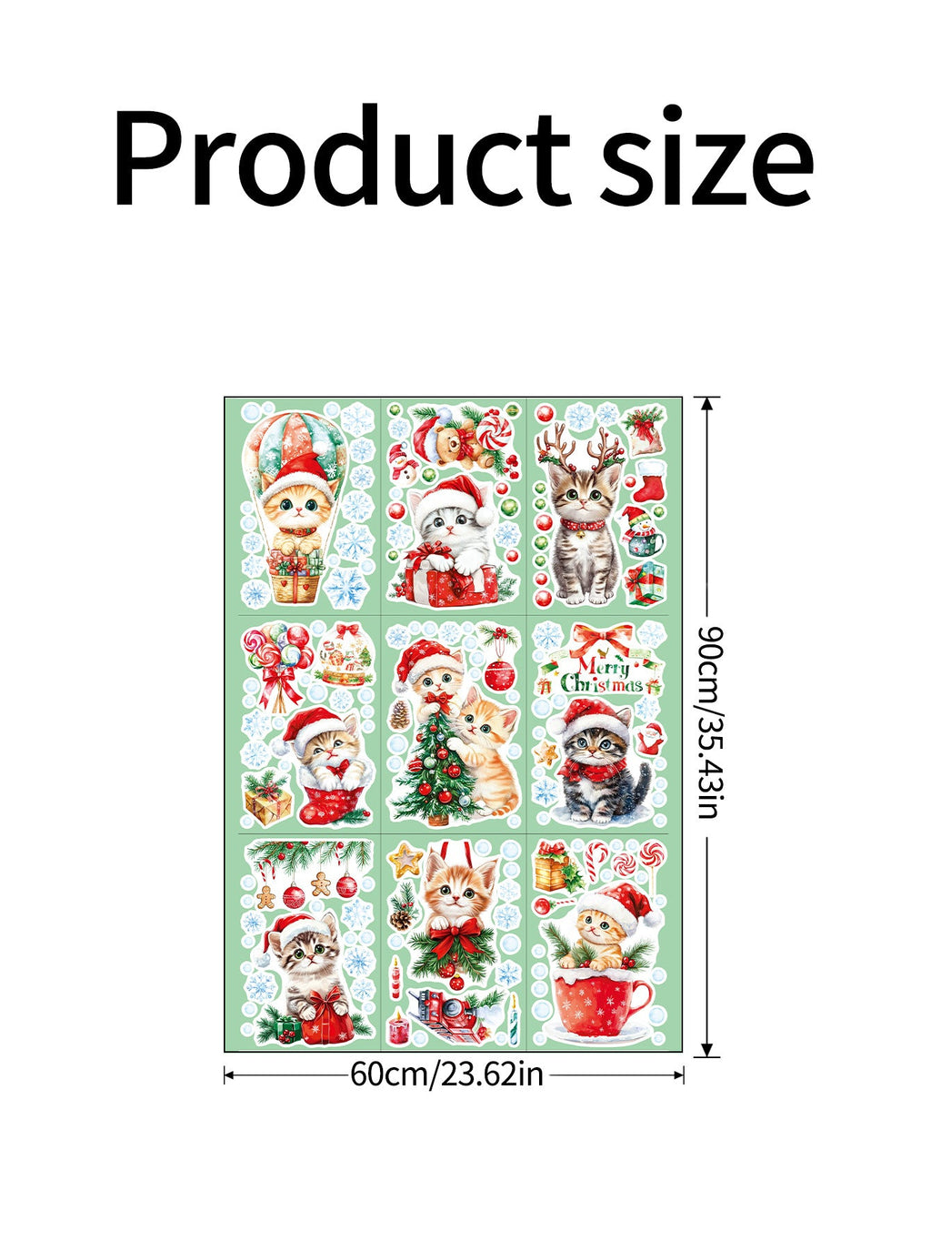 Cross Border Christmas Kitty Christmas Tree Snowflake Glass Electrostatic Sticker Holiday Party Window Decoration Self-Paste