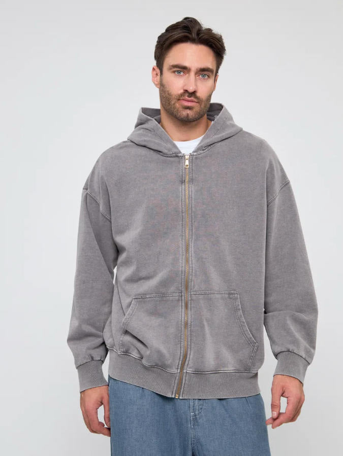 2025 New Autumn and Winter 400g Washed Retro Zipper Hooded Sweatshirt for Men and Women, Loose Casual Retro Top