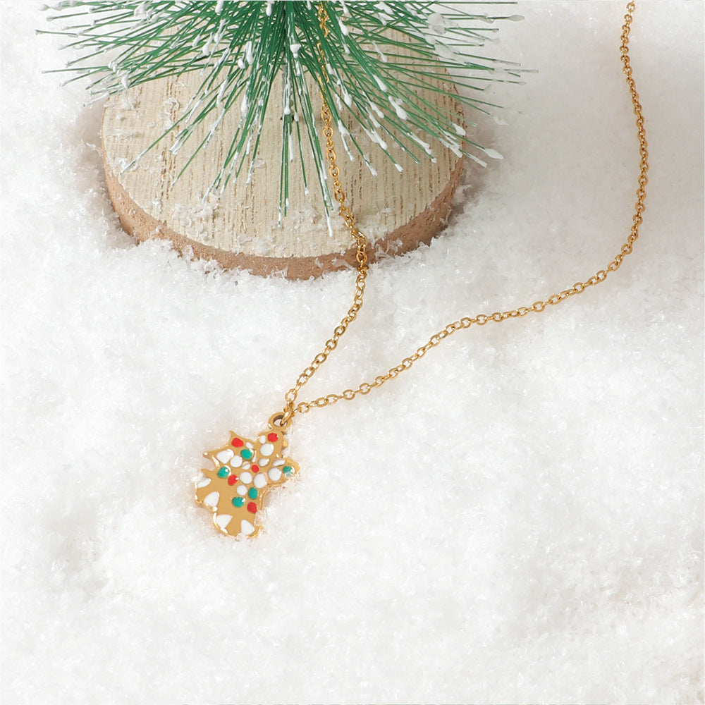 Justop European and American Cross-Border Christmas Tree Necklace Snowman Candy Pendant Christmas Eve Christmas Elk Necklace Jewelry