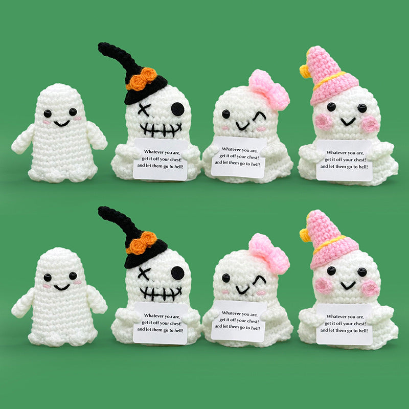 Cross-Border Amazon Handmade Knitted Doll Halloween Gift Ghost Little Devil Grim Reaper Emotional Plush Toy Wholesale