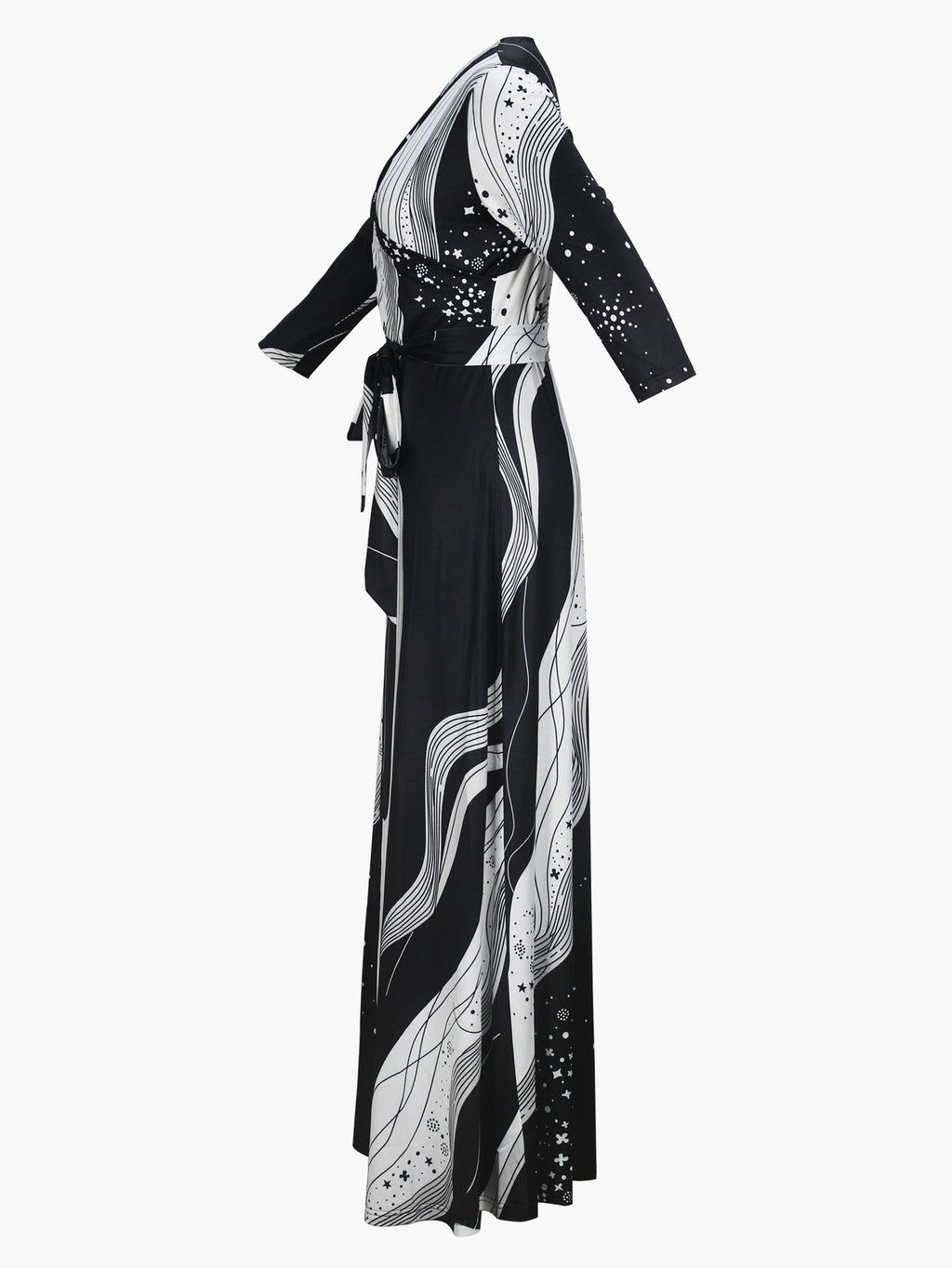 Cross-border Amazon Europe and the United States for Spring, Summer and Autumn Women's Fashion Elegant V-neck Middle Sleeve Casual Long dress
